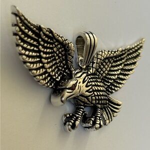 925 Silver eagle unisex wing wings pendant pink cz eye